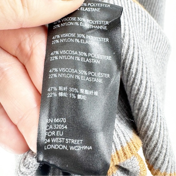 ✅ Anthropologie Women's Grey Orange Off-Shoulder Sweater Size SMALL - Picture 9 of 11